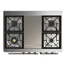 ILVE Majestic III 40-inch Dual Fuel Range with 5 Liquid Propane Burner, Griddle and Solid Door Electric Oven in Midnight Blue with Burnished Trim (UMD40FQNR3MBBLP)