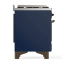 ILVE Majestic III 40-inch Dual Fuel Range with 5 Liquid Propane Burner, Griddle and Solid Door Electric Oven in Midnight Blue with Burnished Trim (UMD40FQNR3MBBLP)