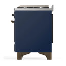 ILVE Majestic III 40-inch Dual Fuel Range with 6 Natural Gas Burner, Griddle and Solid Door Electric Oven in Midnight Blue with Burnished Trim (UMD40FQNR3MBB)