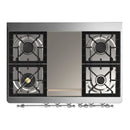 ILVE Majestic III 40-inch Dual Fuel Range with 5 Liquid Propane Burner, Griddle and Solid Door Electric Oven in Midnight Blue with Chrome Trim (UMD40FQNR3MBCLP)