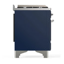 ILVE Majestic III 40-inch Dual Fuel Range with 5 Liquid Propane Burner, Griddle and Solid Door Electric Oven in Midnight Blue with Chrome Trim (UMD40FQNR3MBCLP)
