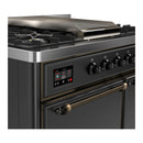 ILVE Majestic III 40-inch Dual Fuel Range with 5 Liquid Propane Burner, Griddle and Solid Door Electric Oven in Graphite Matte with Burnished Trim (UMD40FQNR3MGBLP)