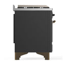 ILVE Majestic III 40-inch Dual Fuel Range with 6 Natural Gas Burner, Griddle and Solid Door Electric Oven in Graphite Matte with Burnished Trim (UMD40FQNR3MGB)