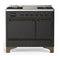 ILVE Majestic III 40-inch Dual Fuel Range with 6 Natural Gas Burner, Griddle and Solid Door Electric Oven in Graphite Matte with Burnished Trim (UMD40FQNR3MGB)