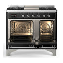 ILVE Majestic III 40-inch Dual Fuel Range with 5 Liquid Propane Burner, Griddle and Solid Door Electric Oven in Graphite Matte with Chrome Trim (UMD40FQNR3MGCLP)