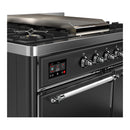 ILVE Majestic III 40-inch Dual Fuel Range with 6 Natural Gas Burner, Griddle and Solid Door Electric Oven in Graphite Matte with Chrome Trim (UMD40FQNR3MGC)