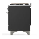 ILVE Majestic III 40-inch Dual Fuel Range with 5 Liquid Propane Burner, Griddle and Solid Door Electric Oven in Graphite Matte with Chrome Trim (UMD40FQNR3MGCLP)