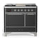 ILVE Majestic III 40-inch Dual Fuel Range with 5 Liquid Propane Burner, Griddle and Solid Door Electric Oven in Graphite Matte with Chrome Trim (UMD40FQNR3MGCLP)