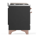 ILVE Majestic III 40-inch Dual Fuel Range with 5 Liquid Propane Burner, Griddle and Solid Door Electric Oven in Graphite Matte with Copper Trim (UMD40FQNR3MGPLP)