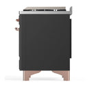 ILVE Majestic III 40-inch Dual Fuel Range with 5 Liquid Propane Burner, Griddle and Solid Door Electric Oven in Graphite Matte with Copper Trim (UMD40FQNR3MGPLP)