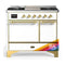 ILVE Majestic III 40-inch Dual Fuel Range with 6 Natural Gas Burner, Griddle and Solid Door Electric Oven in RAL with Brass Trim (UMD40FQNR3RAG)
