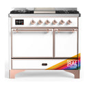 ILVE Majestic III 40-inch Dual Fuel Range with 6 Natural Gas Burner, Griddle and Solid Door Electric Oven in RAL with Copper Trim (UMD40FQNR3RAP)