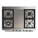 ILVE Majestic III 40-inch Dual Fuel Range with 6 Natural Gas Burner, Griddle and Solid Door Electric Oven in Stainless Steel with Burnished Trim (UMD40FQNR3SSB)