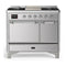 ILVE Majestic III 40-inch Dual Fuel Range with 5 Liquid Propane Burner, Griddle and Solid Door Electric Oven in Stainless Steel with Chrome Trim (UMD40FQNR3SSCLP)