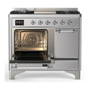 ILVE Majestic III 40-inch Dual Fuel Range with 5 Liquid Propane Burner, Griddle and Solid Door Electric Oven in Stainless Steel with Chrome Trim (UMD40FQNR3SSCLP)