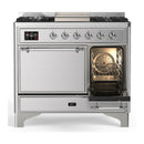 ILVE Majestic III 40-inch Dual Fuel Range with 6 Natural Gas Burner, Griddle and Solid Door Electric Oven in Stainless Steel with Chrome Trim (UMD40FQNR3SSC)