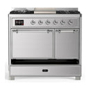 ILVE Majestic III 40-inch Dual Fuel Range with 6 Natural Gas Burner, Griddle and Solid Door Electric Oven in Stainless Steel with Chrome Trim (UMD40FQNR3SSC)