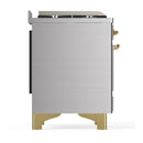 ILVE Majestic III 40-inch Dual Fuel Range with 6 Natural Gas Burner, Griddle and Solid Door Electric Oven in Stainless Steel with Brass Trim (UMD40FQNR3SSG)