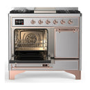 ILVE Majestic III 40-inch Dual Fuel Range with 5 Liquid Propane Burner, Griddle and Solid Door Electric Oven in Stainless Steel with Copper Trim (UMD40FQNR3SSPLP)