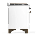 ILVE Majestic III 40-inch Dual Fuel Range with 5 Liquid Propane Burner, Griddle and Solid Door Electric Oven in White with Burnished Trim (UMD40FQNR3WHBLP)
