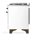 ILVE Majestic III 40-inch Dual Fuel Range with 5 Liquid Propane Burner, Griddle and Solid Door Electric Oven in White with Burnished Trim (UMD40FQNR3WHBLP)