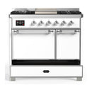 ILVE Majestic III 40-inch Dual Fuel Range with 5 Liquid Propane Burner, Griddle and Solid Door Electric Oven in White with Chrome Trim (UMD40FQNR3WHCLP)