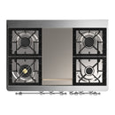 ILVE Majestic III 40-inch Dual Fuel Range with 6 Natural Gas Burner, Griddle and Solid Door Electric Oven in White with Chrome Trim (UMD40FQNR3WHC)