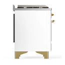 ILVE Majestic III 40-inch Dual Fuel Range with 6 Natural Gas Burner, Griddle and Solid Door Electric Oven in White with Brass Trim (UMD40FQNR3WHG)