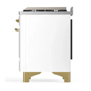 ILVE Majestic III 40-inch Dual Fuel Range with 6 Natural Gas Burner, Griddle and Solid Door Electric Oven in White with Brass Trim (UMD40FQNR3WHG)