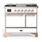 ILVE Majestic III 40-inch Dual Fuel Range with 6 Natural Gas Burner, Griddle and Solid Door Electric Oven in White with Copper Trim (UMD40FQNR3WHP)