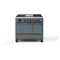 ILVE 40-Inch Majestic II Series Freestanding Electric Double Solid Door Oven Range with 6 Elements in Blue Grey with Bronze Trim (UMDI10QNS3BGB)