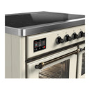 ILVE Majestic III 40-Inch Induction Range with 6 Induction Elements and Triple Glass Door Electric Oven in Antique White with Burnished Trim (UMDIB40NR3AWB)