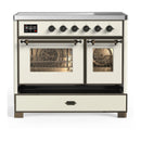 ILVE Majestic III 40-Inch Induction Range with 6 Induction Elements and Triple Glass Door Electric Oven in Antique White with Burnished Trim (UMDIB40NR3AWB)