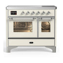ILVE Majestic III 40-Inch Induction Range with 6 Induction Elements and Triple Glass Door Electric Oven in Antique White with Chrome Trim (UMDIB40NR3AWC)