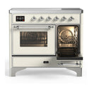 ILVE Majestic III 40-Inch Induction Range with 6 Induction Elements and Triple Glass Door Electric Oven in Antique White with Chrome Trim (UMDIB40NR3AWC)