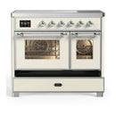 ILVE Majestic III 40-Inch Induction Range with 6 Induction Elements and Triple Glass Door Electric Oven in Antique White with Chrome Trim (UMDIB40NR3AWC)