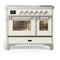 ILVE Majestic III 40-Inch Induction Range with 6 Induction Elements and Triple Glass Door Electric Oven in Antique White with Chrome Trim (UMDIB40NR3AWC)