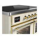 ILVE Majestic III 40-Inch Induction Range with 6 Induction Elements and Triple Glass Door Electric Oven in Antique White with Brass Trim (UMDIB40NR3AWG)