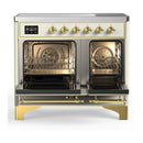 ILVE Majestic III 40-Inch Induction Range with 6 Induction Elements and Triple Glass Door Electric Oven in Antique White with Brass Trim (UMDIB40NR3AWG)