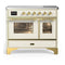 ILVE Majestic III 40-Inch Induction Range with 6 Induction Elements and Triple Glass Door Electric Oven in Antique White with Brass Trim (UMDIB40NR3AWG)
