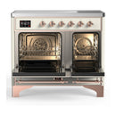 ILVE Majestic III 40-Inch Induction Range with 6 Induction Elements and Triple Glass Door Electric Oven in Antique White with Copper Trim (UMDIB40NR3AWP)