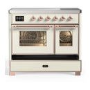 ILVE Majestic III 40-Inch Induction Range with 6 Induction Elements and Triple Glass Door Electric Oven in Antique White with Copper Trim (UMDIB40NR3AWP)