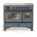 ILVE Majestic III 40-Inch Induction Range with 6 Induction Elements and Triple Glass Door Electric Oven in Blue Grey with Burnished Trim (UMDIB40NR3BGB)