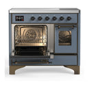 ILVE Majestic III 40-Inch Induction Range with 6 Induction Elements and Triple Glass Door Electric Oven in Blue Grey with Burnished Trim (UMDIB40NR3BGB)