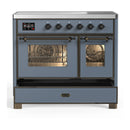 ILVE Majestic III 40-Inch Induction Range with 6 Induction Elements and Triple Glass Door Electric Oven in Blue Grey with Burnished Trim (UMDIB40NR3BGB)