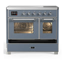 ILVE Majestic III 40-Inch Induction Range with 6 Induction Elements and Triple Glass Door Electric Oven in Blue Grey with Chrome Trim (UMDIB40NR3BGC)