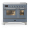 ILVE Majestic III 40-Inch Induction Range with 6 Induction Elements and Triple Glass Door Electric Oven in Blue Grey with Chrome Trim (UMDIB40NR3BGC)