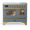 ILVE Majestic III 40-Inch Induction Range with 6 Induction Elements and Triple Glass Door Electric Oven in Blue Grey with Brass Trim (UMDIB40NR3BGG)