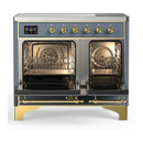ILVE Majestic III 40-Inch Induction Range with 6 Induction Elements and Triple Glass Door Electric Oven in Blue Grey with Brass Trim (UMDIB40NR3BGG)