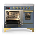 ILVE Majestic III 40-Inch Induction Range with 6 Induction Elements and Triple Glass Door Electric Oven in Blue Grey with Brass Trim (UMDIB40NR3BGG)